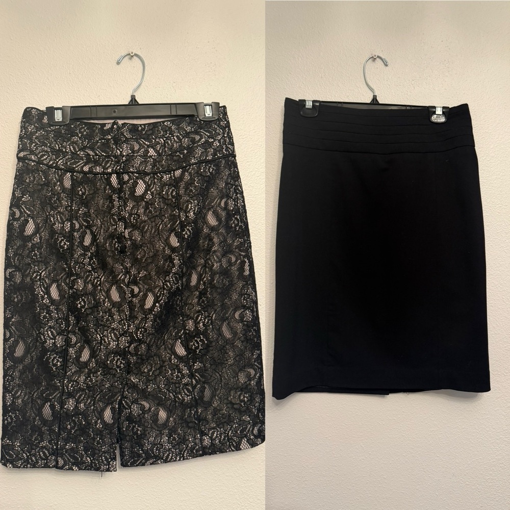 TWO H&M Black and Gray Lace Pencil Skirt - Picture 2 of 14